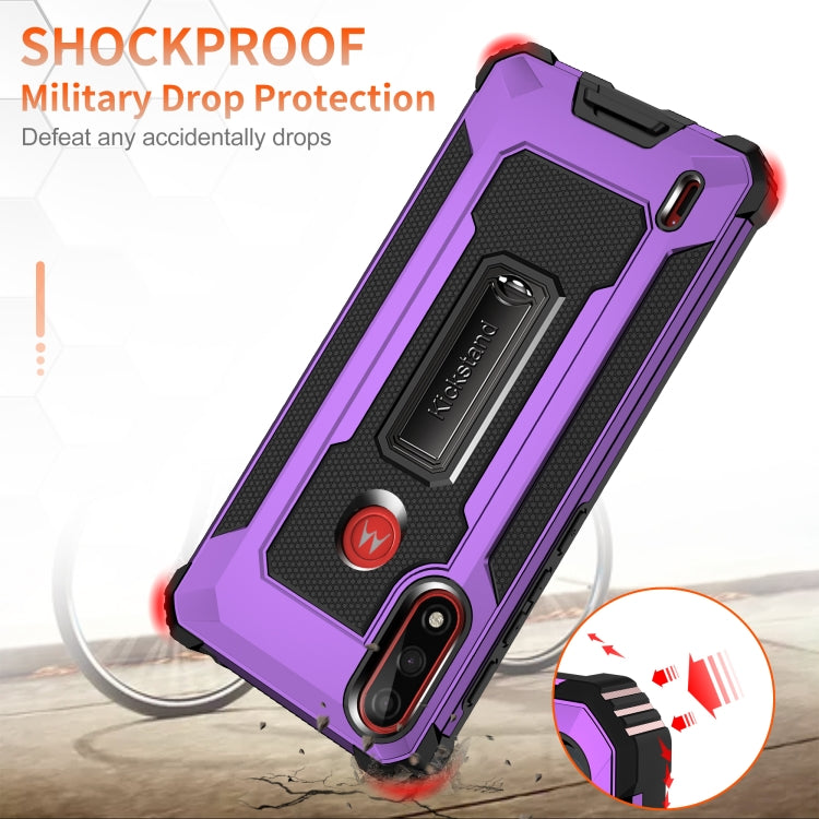 For Motorola Moto E7 Power (2021) Knight Jazz PC+TPU Shockproof Protective Case with Foldable Holder