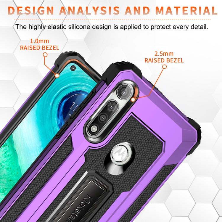 For Motorola Moto G Fast Knight Jazz PC+TPU Shockproof Protective Case with Foldable Holder