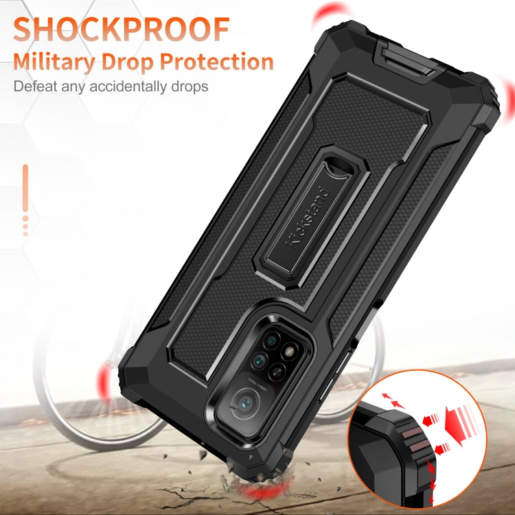 For Xiaomi Mi 10T 5G Knight Jazz PC+TPU Shockproof Protective Case with Foldable Holder