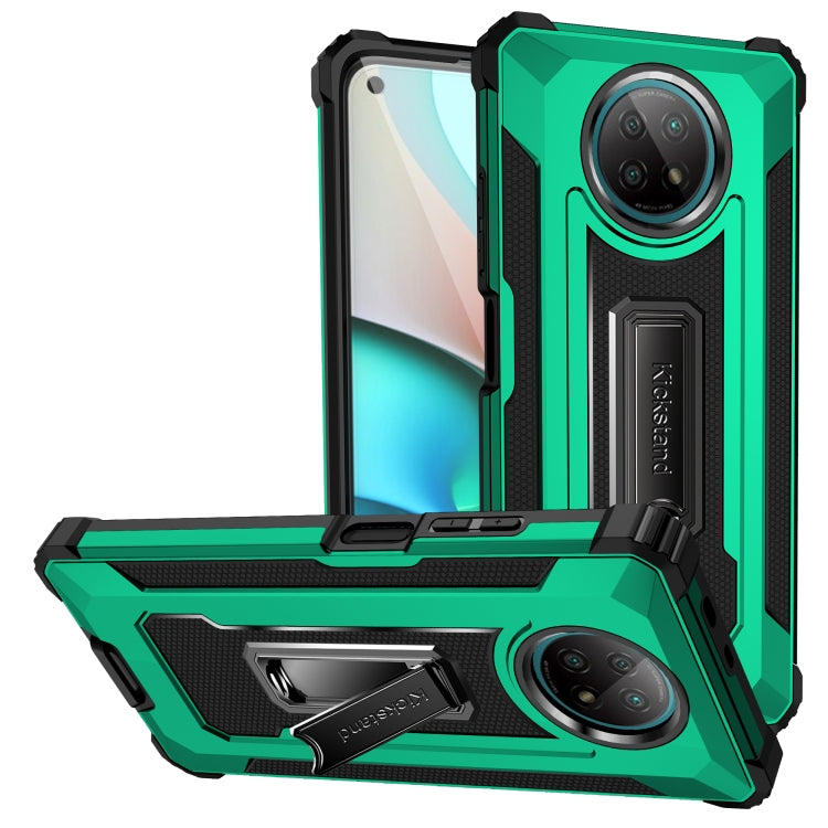 For Xiaomi Redmi Note 9 5G Knight Jazz PC+TPU Shockproof Protective Case with Foldable Holder