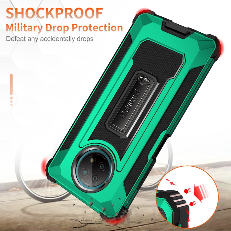 For Xiaomi Redmi Note 9 5G Knight Jazz PC+TPU Shockproof Protective Case with Foldable Holder