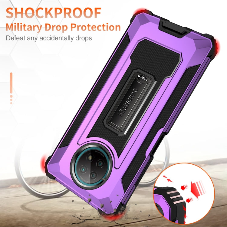 For Xiaomi Redmi Note 9 5G Knight Jazz PC+TPU Shockproof Protective Case with Foldable Holder