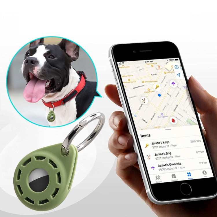 Silica Gel Anti-scratch Shockproof Protective Cover Soft Case with Keychain Ring Loop For AirTag