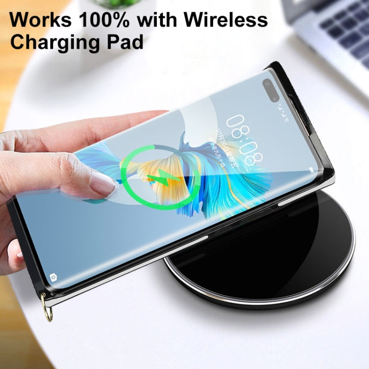 For Huawei Mate 40 Pro Elegant Rhombic Pattern Microfiber Leather +TPU Shockproof Case with Crossbody Strap Chain