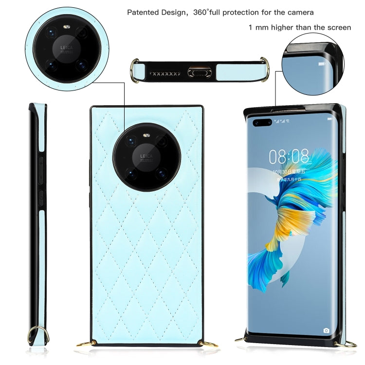 For Huawei Mate 40 Pro Elegant Rhombic Pattern Microfiber Leather +TPU Shockproof Case with Crossbody Strap Chain