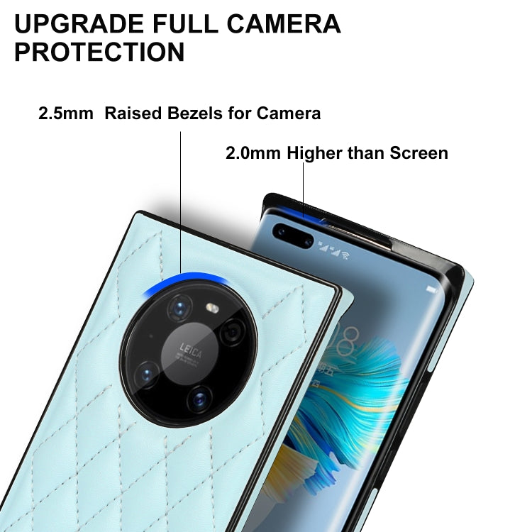 For Huawei Mate 40 Pro Elegant Rhombic Pattern Microfiber Leather +TPU Shockproof Case with Crossbody Strap Chain