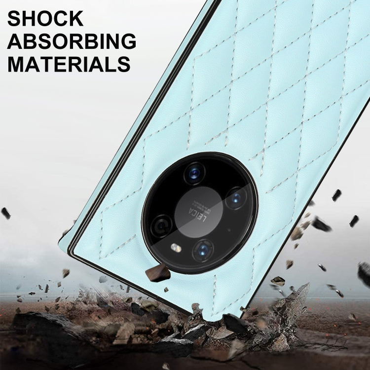 For Huawei Mate 40 Pro Elegant Rhombic Pattern Microfiber Leather +TPU Shockproof Case with Crossbody Strap Chain