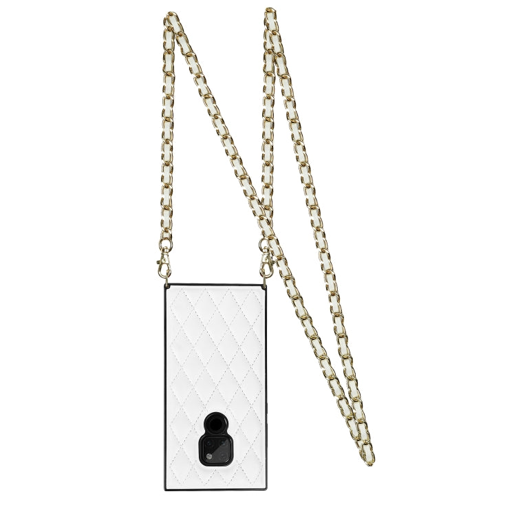 For Huawei Mate 20 Elegant Rhombic Pattern Microfiber Leather +TPU Shockproof Case with Crossbody Strap Chain