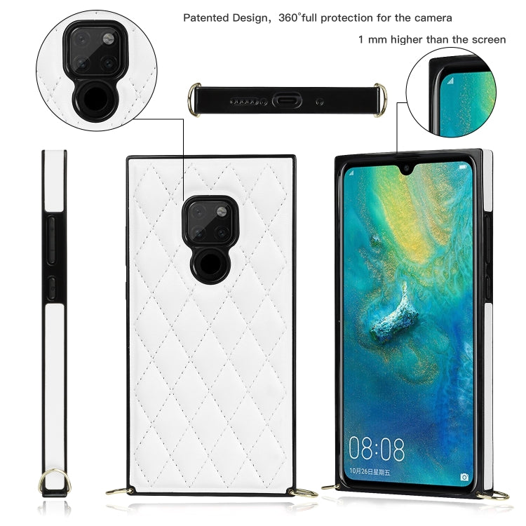 For Huawei Mate 20 Elegant Rhombic Pattern Microfiber Leather +TPU Shockproof Case with Crossbody Strap Chain