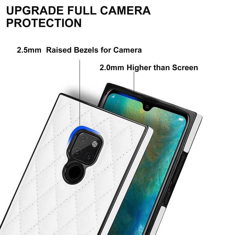 For Huawei Mate 20 Elegant Rhombic Pattern Microfiber Leather +TPU Shockproof Case with Crossbody Strap Chain