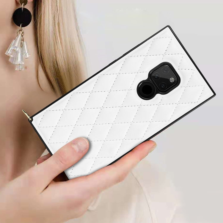 For Huawei Mate 20 Elegant Rhombic Pattern Microfiber Leather +TPU Shockproof Case with Crossbody Strap Chain