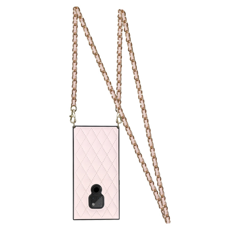 For Huawei Mate 20 Elegant Rhombic Pattern Microfiber Leather +TPU Shockproof Case with Crossbody Strap Chain