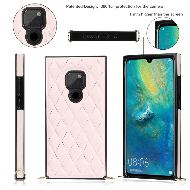 For Huawei Mate 20 Elegant Rhombic Pattern Microfiber Leather +TPU Shockproof Case with Crossbody Strap Chain