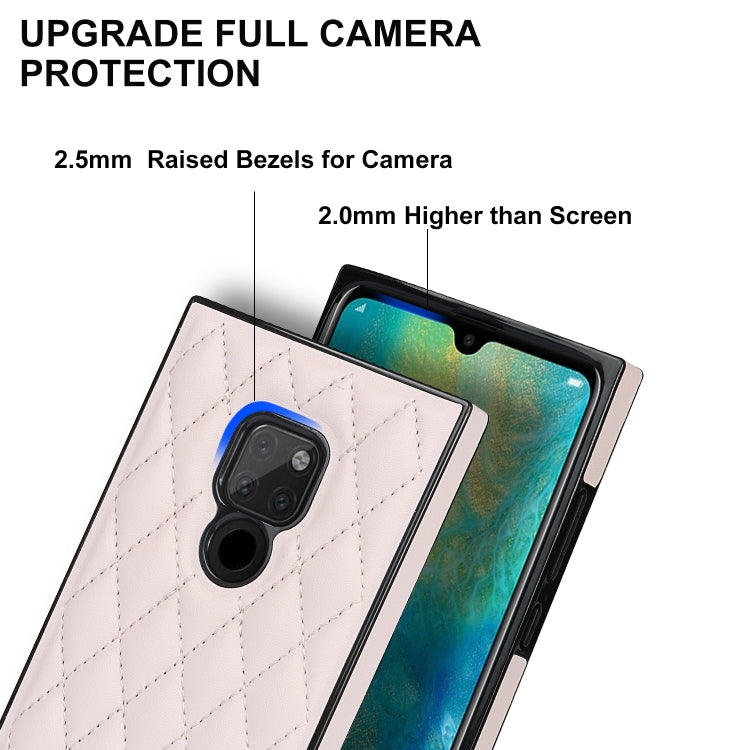 For Huawei Mate 20 Elegant Rhombic Pattern Microfiber Leather +TPU Shockproof Case with Crossbody Strap Chain