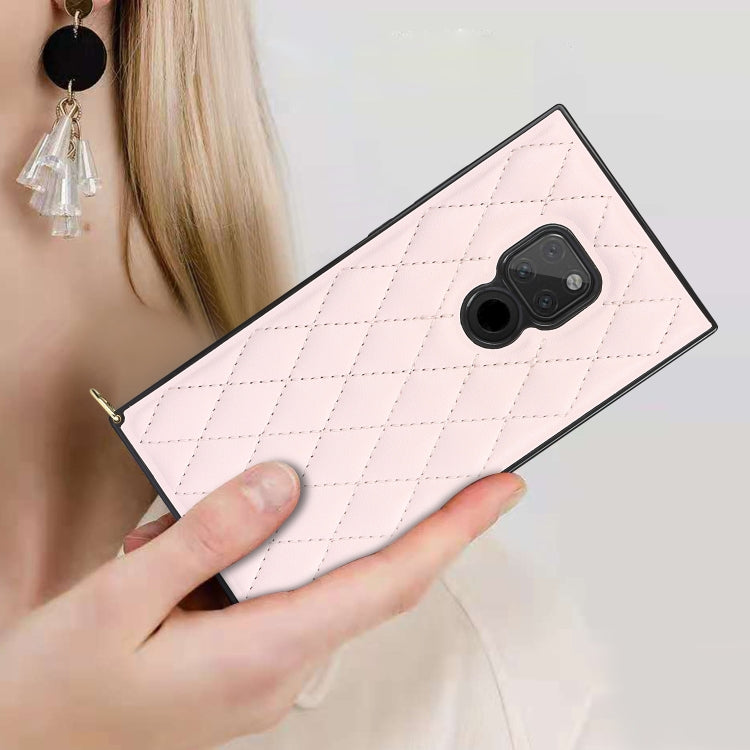 For Huawei Mate 20 Elegant Rhombic Pattern Microfiber Leather +TPU Shockproof Case with Crossbody Strap Chain