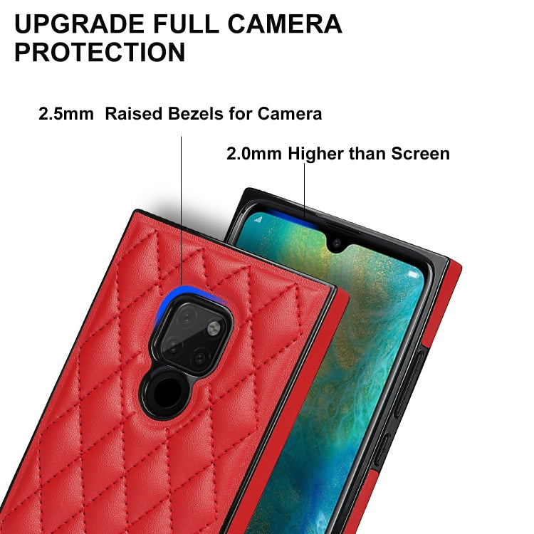 For Huawei Mate 20 Elegant Rhombic Pattern Microfiber Leather +TPU Shockproof Case with Crossbody Strap Chain