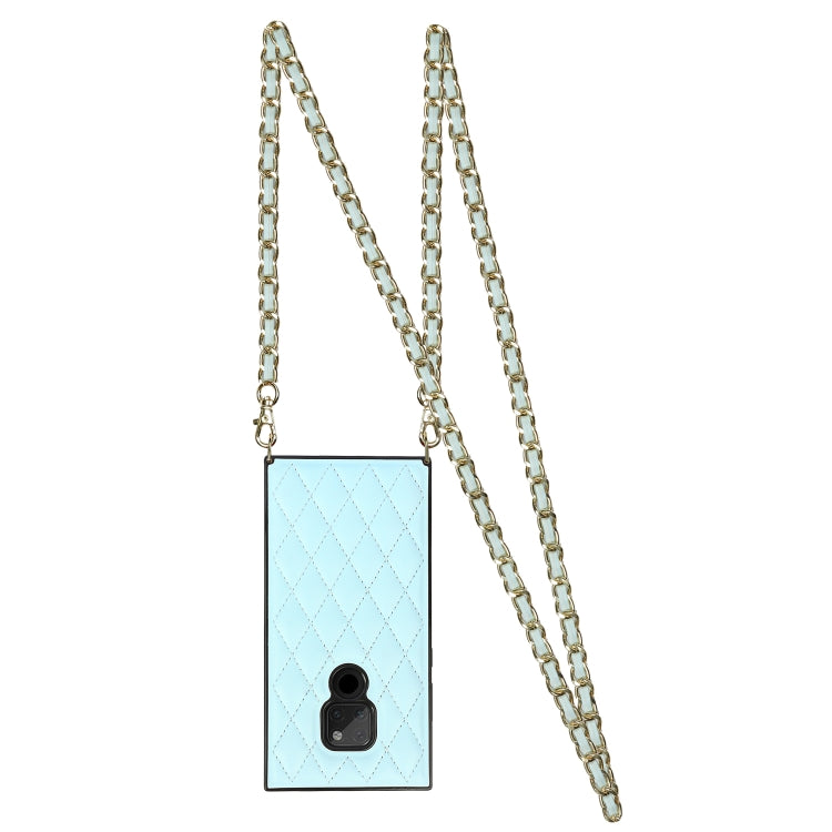 For Huawei Mate 20 Elegant Rhombic Pattern Microfiber Leather +TPU Shockproof Case with Crossbody Strap Chain