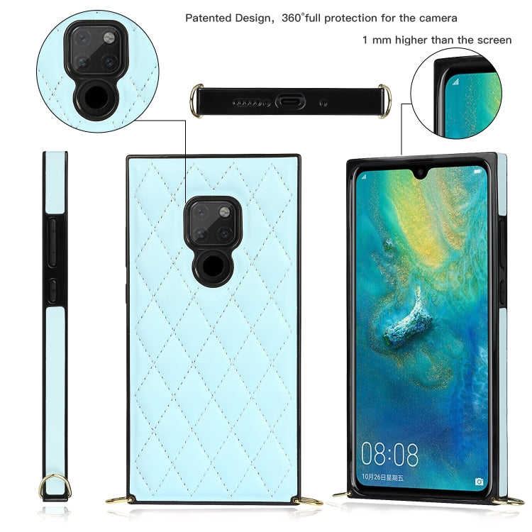 For Huawei Mate 20 Elegant Rhombic Pattern Microfiber Leather +TPU Shockproof Case with Crossbody Strap Chain
