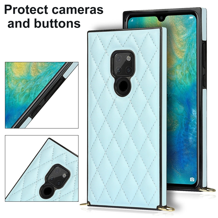For Huawei Mate 20 Elegant Rhombic Pattern Microfiber Leather +TPU Shockproof Case with Crossbody Strap Chain