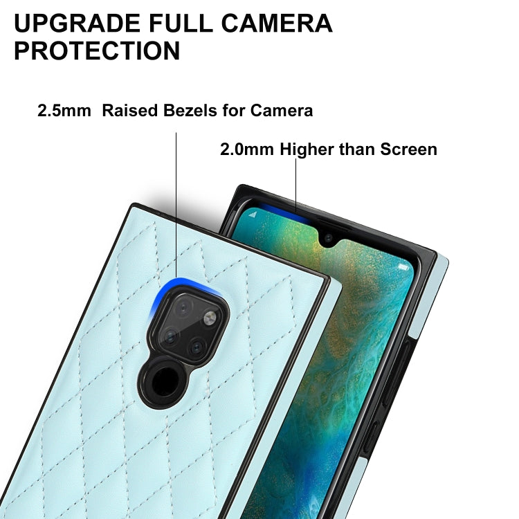 For Huawei Mate 20 Elegant Rhombic Pattern Microfiber Leather +TPU Shockproof Case with Crossbody Strap Chain