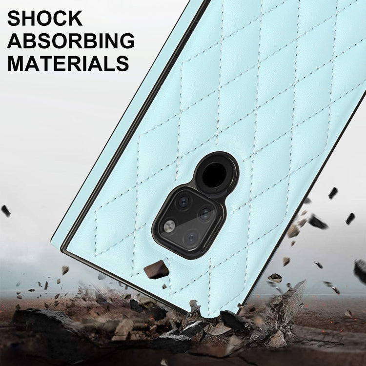 For Huawei Mate 20 Elegant Rhombic Pattern Microfiber Leather +TPU Shockproof Case with Crossbody Strap Chain