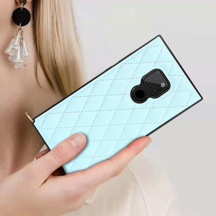 For Huawei Mate 20 Elegant Rhombic Pattern Microfiber Leather +TPU Shockproof Case with Crossbody Strap Chain
