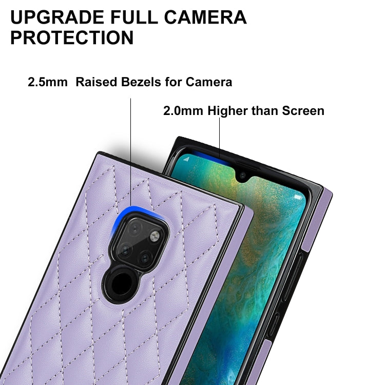 For Huawei Mate 20 Elegant Rhombic Pattern Microfiber Leather +TPU Shockproof Case with Crossbody Strap Chain
