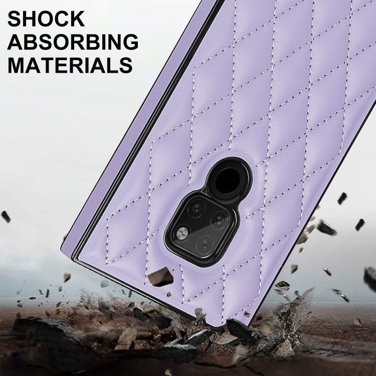 For Huawei Mate 20 Elegant Rhombic Pattern Microfiber Leather +TPU Shockproof Case with Crossbody Strap Chain
