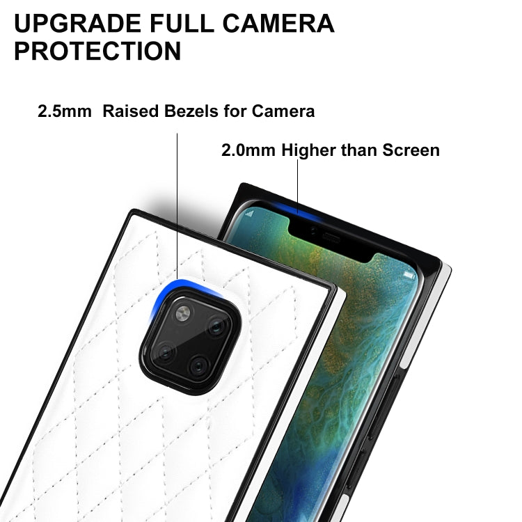 For Huawei Mate 20 Pro Elegant Rhombic Pattern Microfiber Leather +TPU Shockproof Case with Crossbody Strap Chain