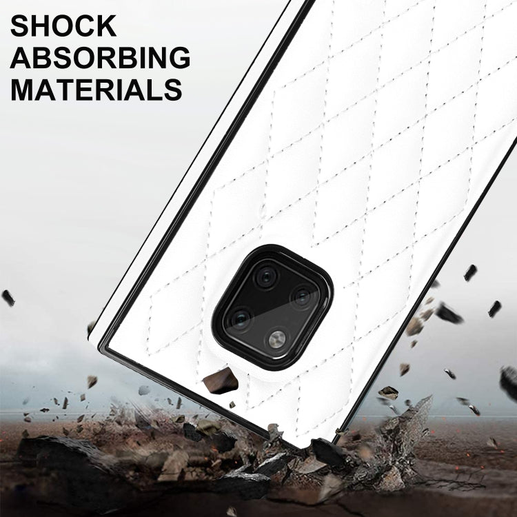 For Huawei Mate 20 Pro Elegant Rhombic Pattern Microfiber Leather +TPU Shockproof Case with Crossbody Strap Chain