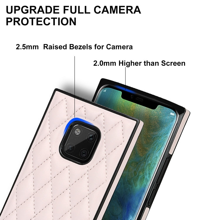 For Huawei Mate 20 Pro Elegant Rhombic Pattern Microfiber Leather +TPU Shockproof Case with Crossbody Strap Chain