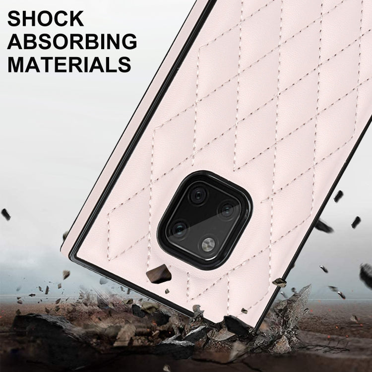 For Huawei Mate 20 Pro Elegant Rhombic Pattern Microfiber Leather +TPU Shockproof Case with Crossbody Strap Chain