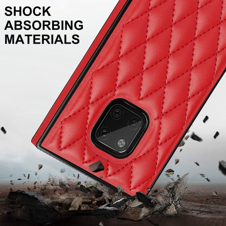 For Huawei Mate 20 Pro Elegant Rhombic Pattern Microfiber Leather +TPU Shockproof Case with Crossbody Strap Chain