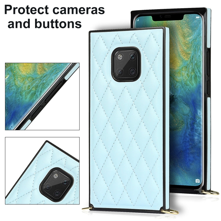 For Huawei Mate 20 Pro Elegant Rhombic Pattern Microfiber Leather +TPU Shockproof Case with Crossbody Strap Chain