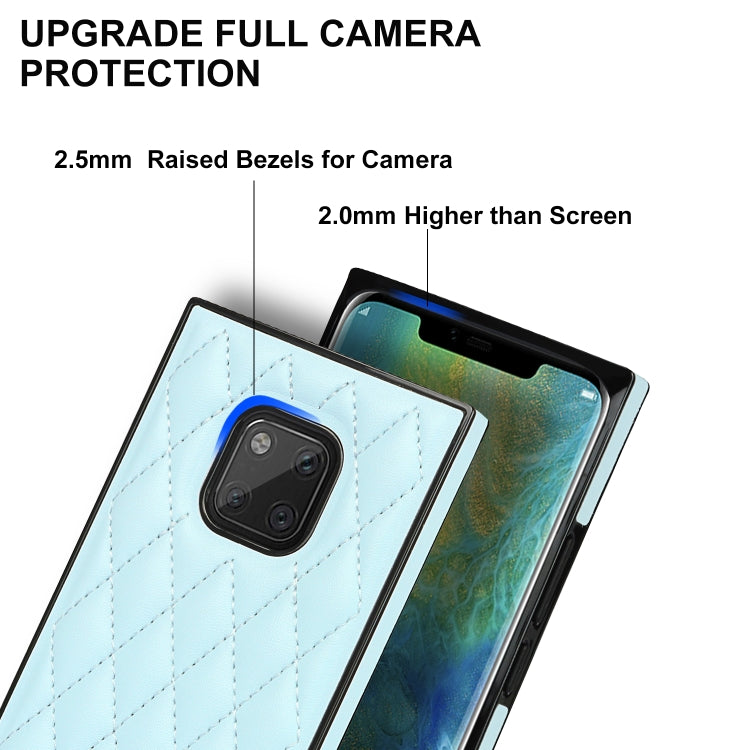 For Huawei Mate 20 Pro Elegant Rhombic Pattern Microfiber Leather +TPU Shockproof Case with Crossbody Strap Chain