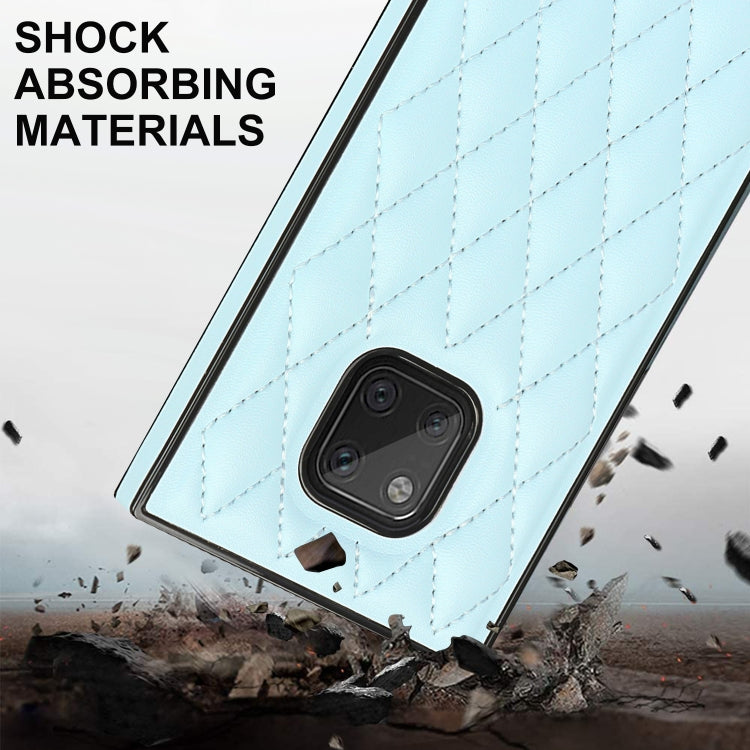 For Huawei Mate 20 Pro Elegant Rhombic Pattern Microfiber Leather +TPU Shockproof Case with Crossbody Strap Chain