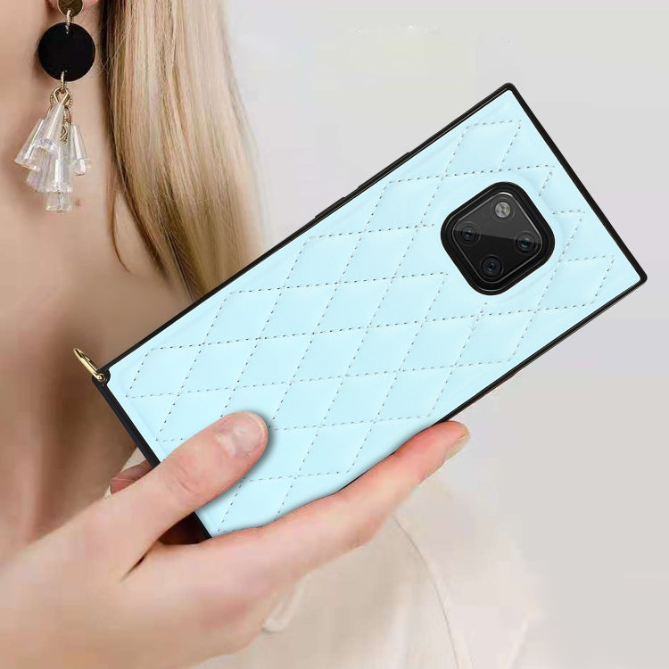 For Huawei Mate 20 Pro Elegant Rhombic Pattern Microfiber Leather +TPU Shockproof Case with Crossbody Strap Chain