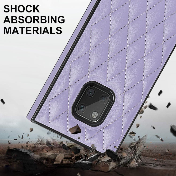 For Huawei Mate 20 Pro Elegant Rhombic Pattern Microfiber Leather +TPU Shockproof Case with Crossbody Strap Chain