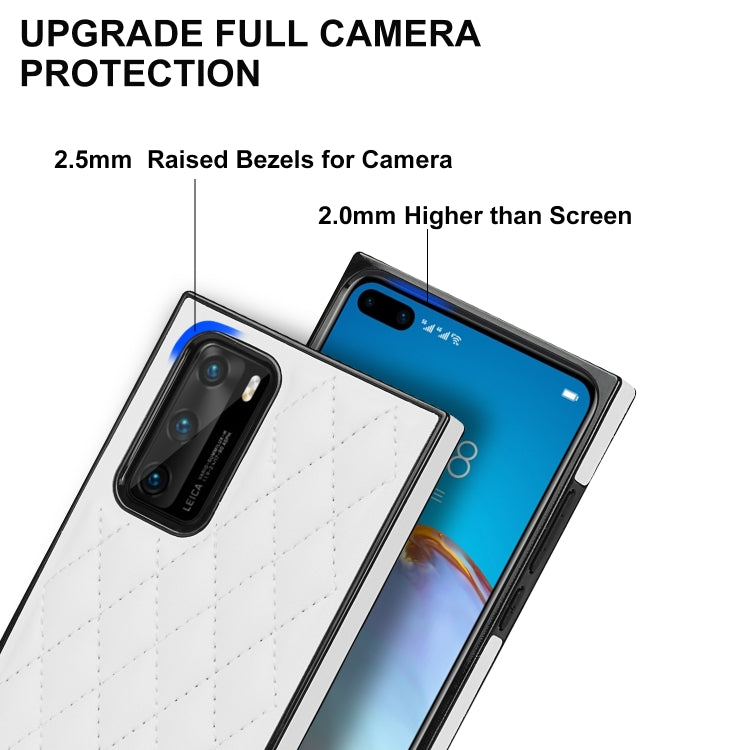 For Huawei P40 Elegant Rhombic Pattern Microfiber Leather +TPU Shockproof Case with Crossbody Strap Chain
