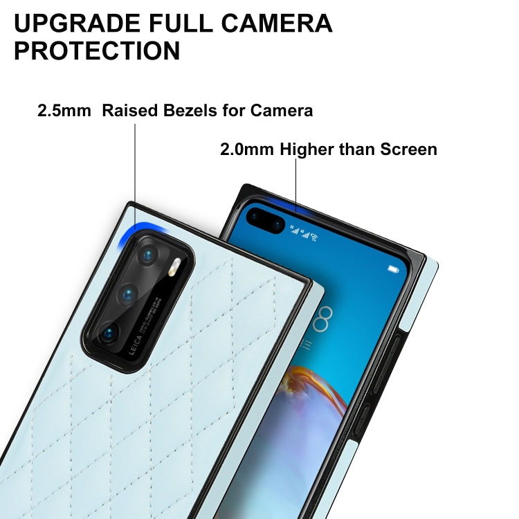 For Huawei P40 Elegant Rhombic Pattern Microfiber Leather +TPU Shockproof Case with Crossbody Strap Chain
