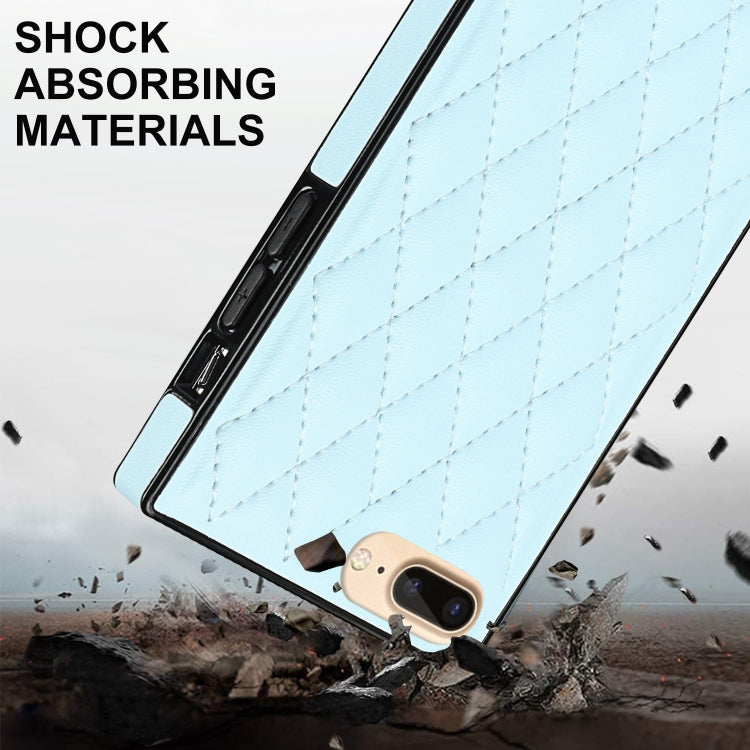 For iPhone SE 2022 / SE 2020 / 8 / 7 Elegant Rhombic Pattern Microfiber Leather +TPU Shockproof Case with Crossbody Strap Chain