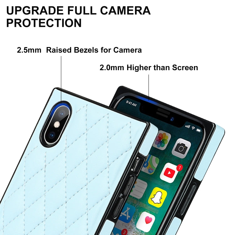 For iPhone X / XS Elegant Rhombic Pattern Microfiber Leather +TPU Shockproof Case with Crossbody Strap Chain