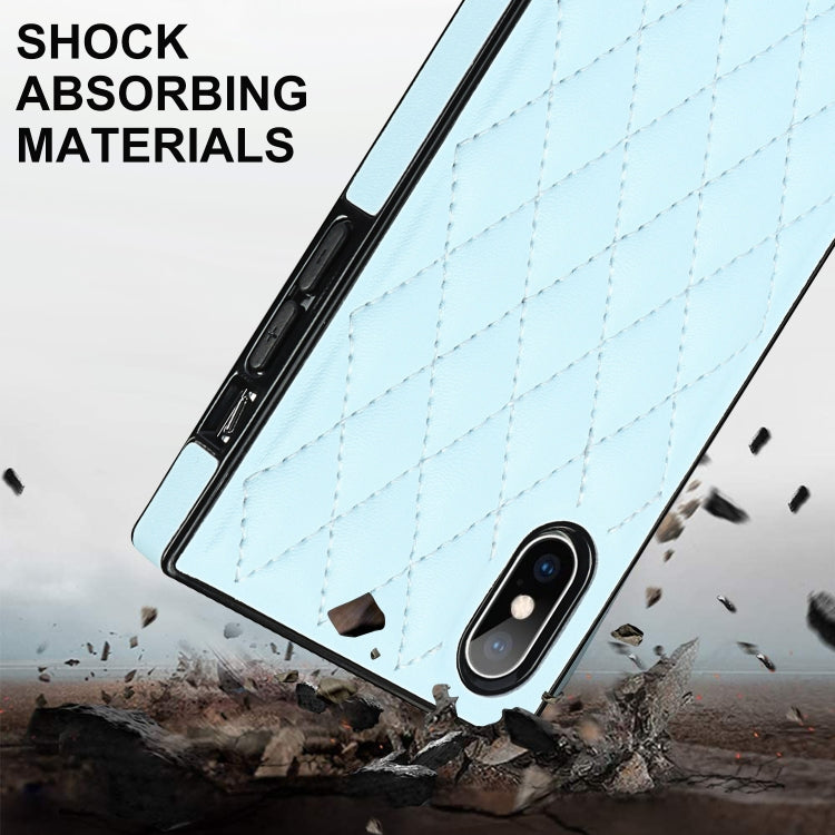 For iPhone X / XS Elegant Rhombic Pattern Microfiber Leather +TPU Shockproof Case with Crossbody Strap Chain