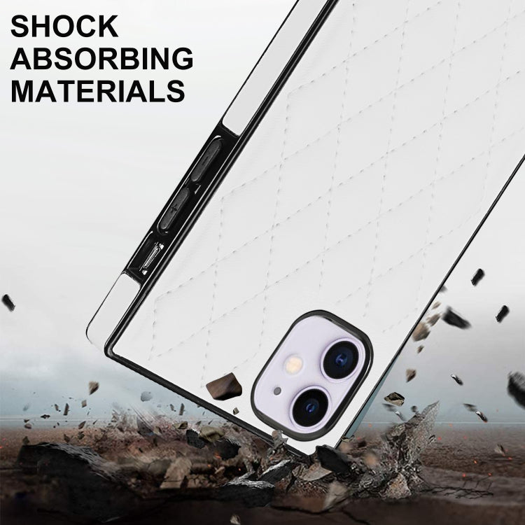 For iPhone 11 Elegant Rhombic Pattern Microfiber Leather +TPU Shockproof Case with Crossbody Strap Chain