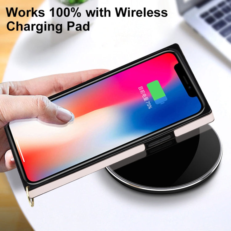 For iPhone 11 Elegant Rhombic Pattern Microfiber Leather +TPU Shockproof Case with Crossbody Strap Chain
