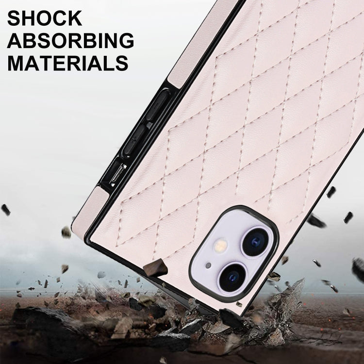 For iPhone 11 Elegant Rhombic Pattern Microfiber Leather +TPU Shockproof Case with Crossbody Strap Chain
