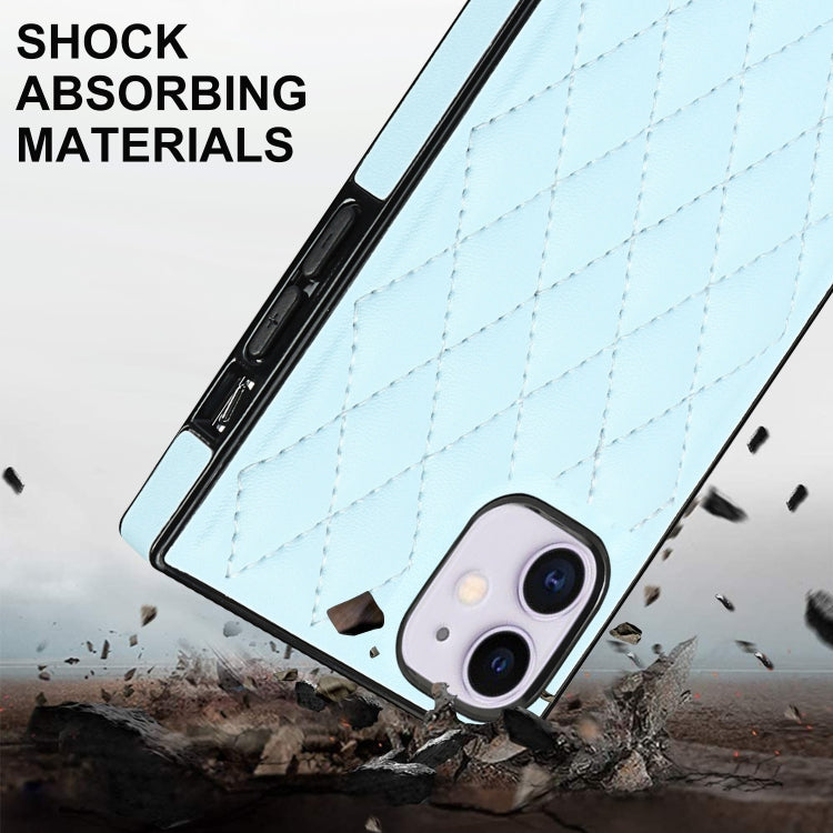 For iPhone 11 Elegant Rhombic Pattern Microfiber Leather +TPU Shockproof Case with Crossbody Strap Chain