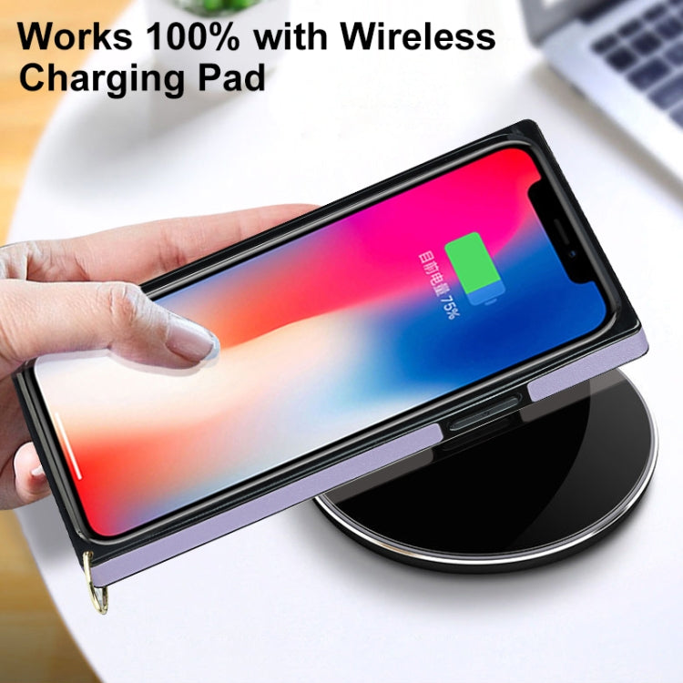 For iPhone 11 Elegant Rhombic Pattern Microfiber Leather +TPU Shockproof Case with Crossbody Strap Chain
