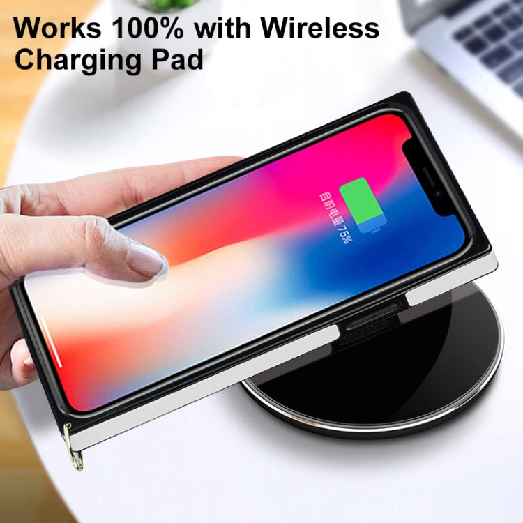 For iPhone 11 Pro Max Elegant Rhombic Pattern Microfiber Leather +TPU Shockproof Case with Crossbody Strap Chain