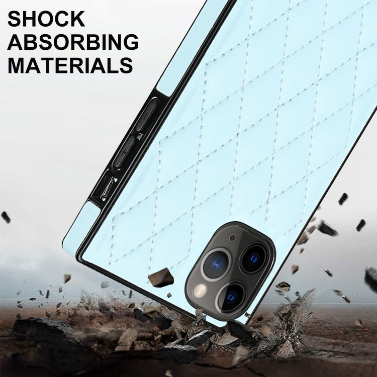 For iPhone 11 Pro Max Elegant Rhombic Pattern Microfiber Leather +TPU Shockproof Case with Crossbody Strap Chain